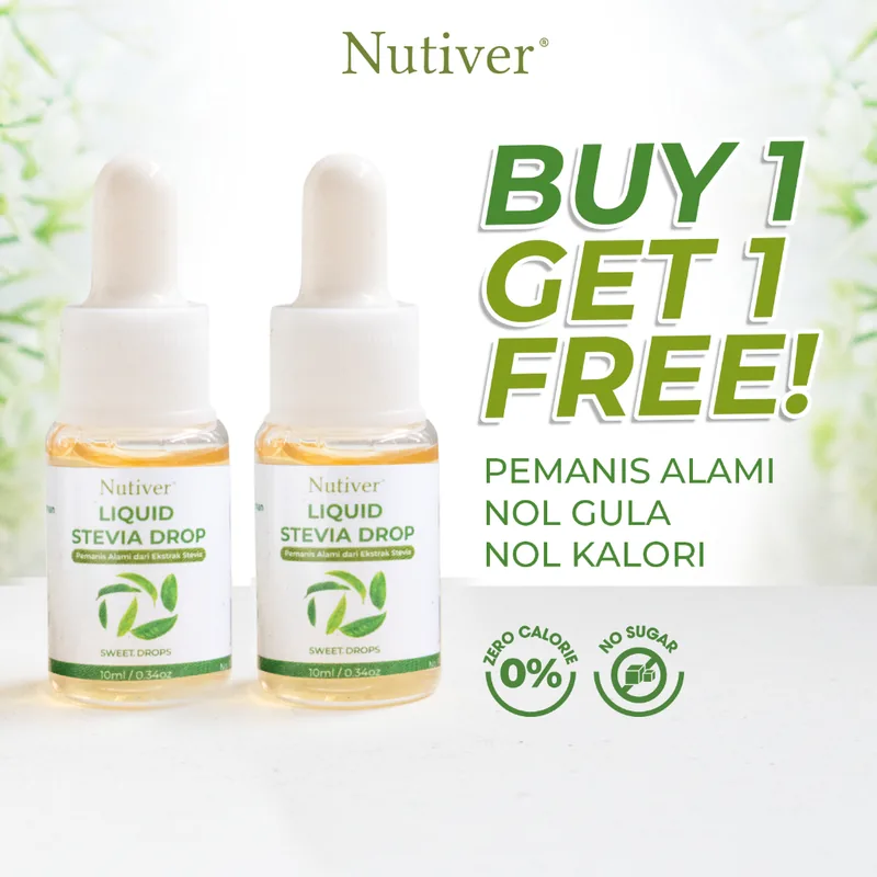 Nutiver | Paket Stevia isi 2 pcs | Buy 1 Get 1 | Stevia tetes original gula stevia asli sweetness diabetes cair gula diet pemanis original