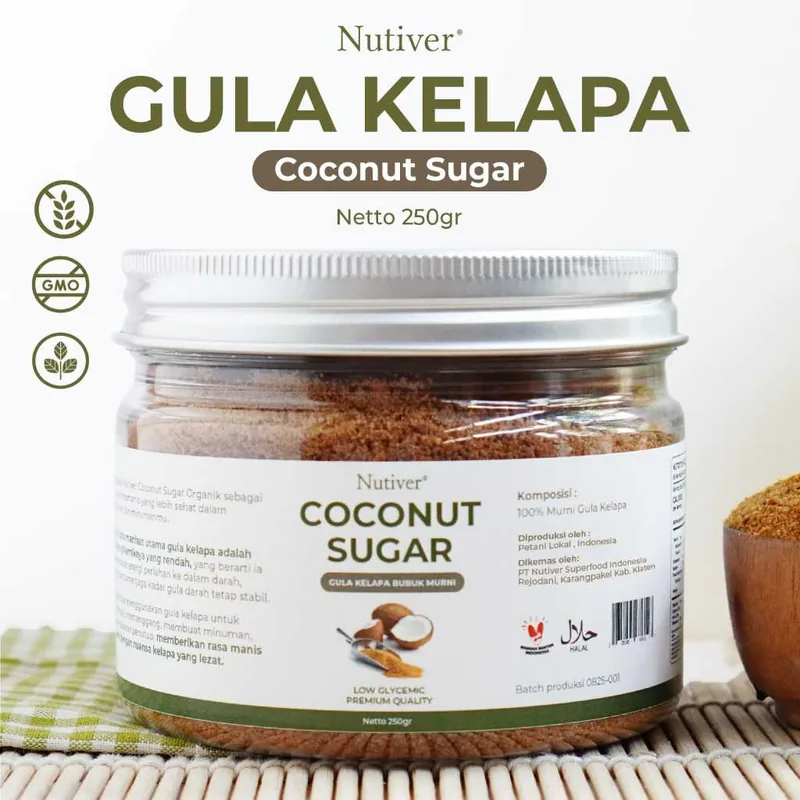 Nutiver Gula Kelapa Organik Bubuk 250gr Coconut Sugar Natural Manis Alami