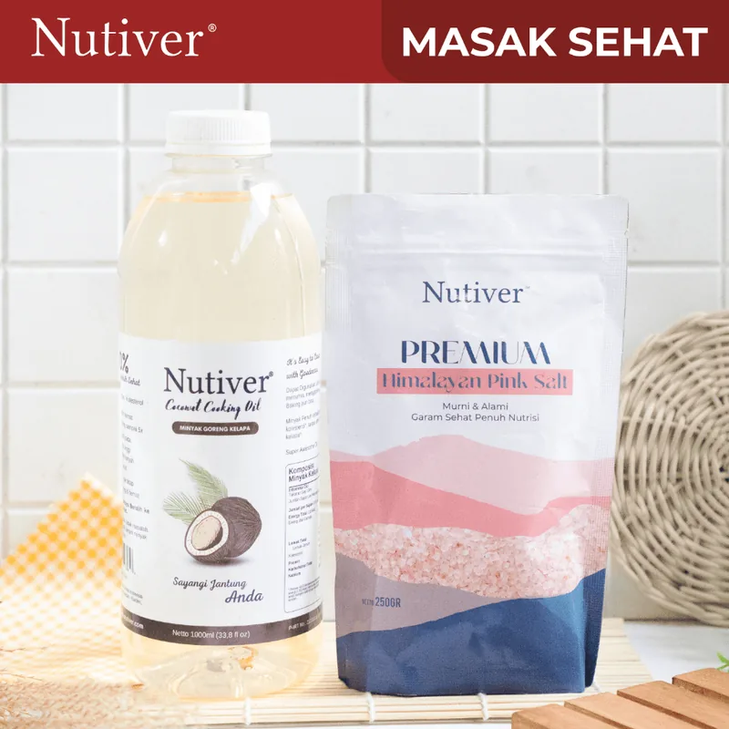 NUTIVER Paket Hemat 4 Masak Sehat / Minyak Goreng Kelapa 1 Liter + Garam Himalaya 250gr