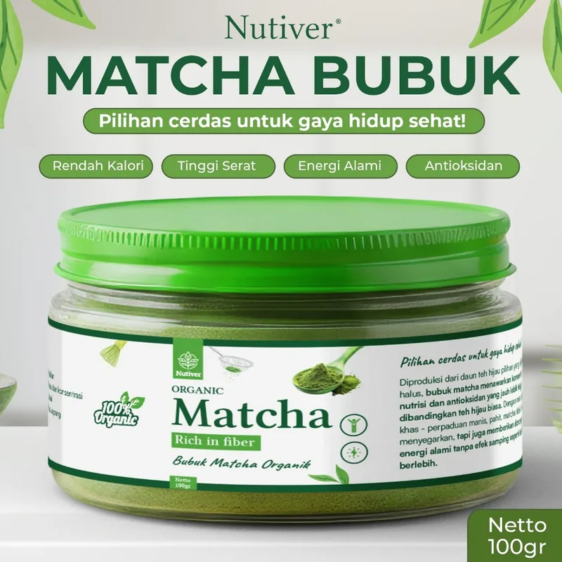 NUTIVER Pure Matcha Powder Premium Matcha Bubuk Matcha Organic & Original 100gr