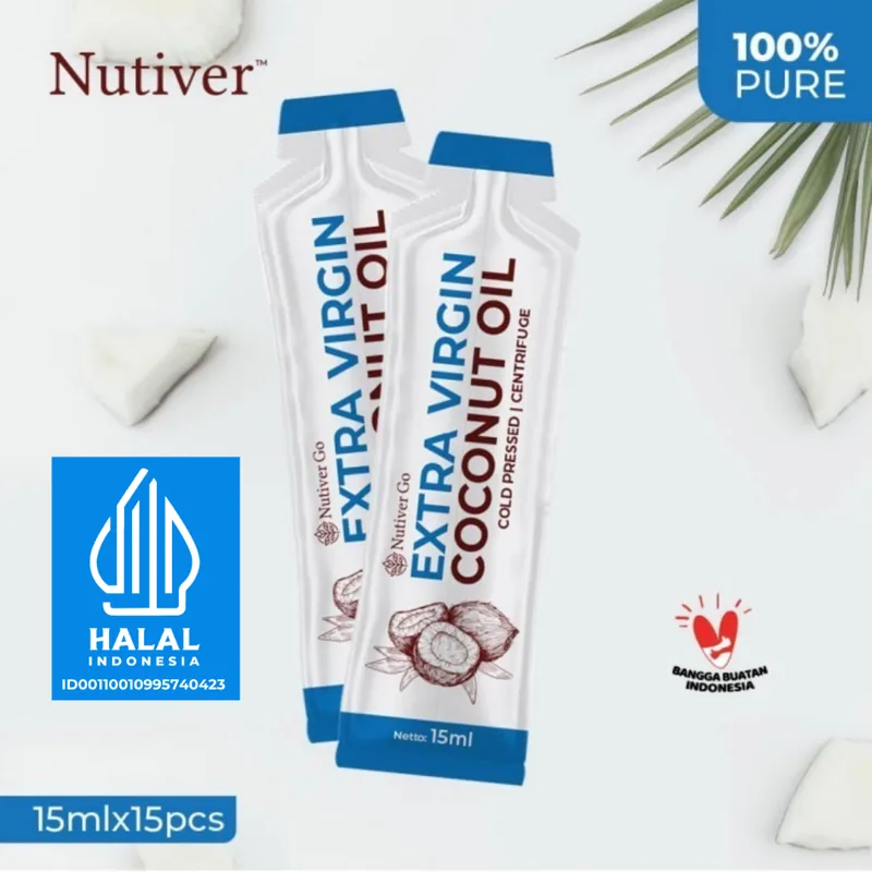 NUTIVER VCO Sachet 15ml Extra Virgin Coconut Oil Minyak Kelapa Kemasan Travel Size