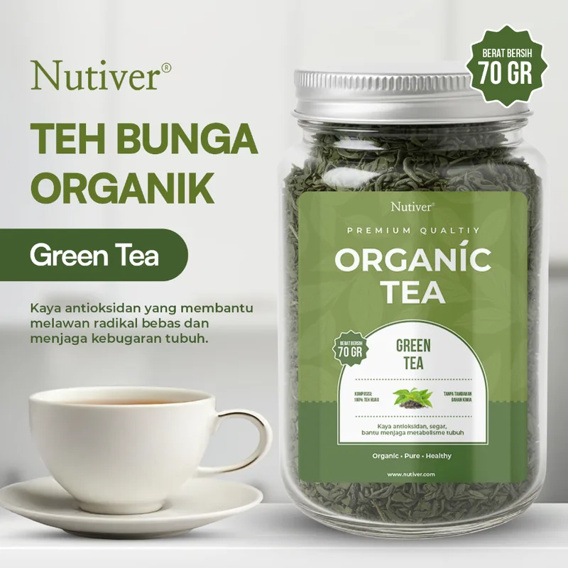 NUTIVER Green Tea Organik Teh Hijau Premium Loose Leaf Natural