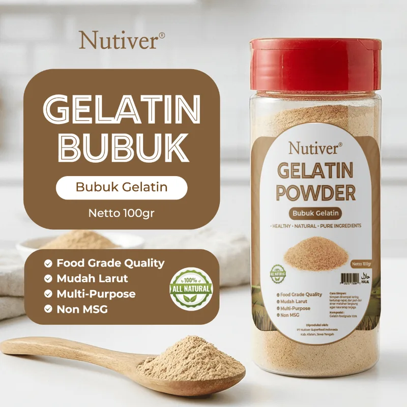 NUTIVER Gelatin Bubuk Food Grade 65gr Gelatin Powder Dessert Jelly Puding Kue