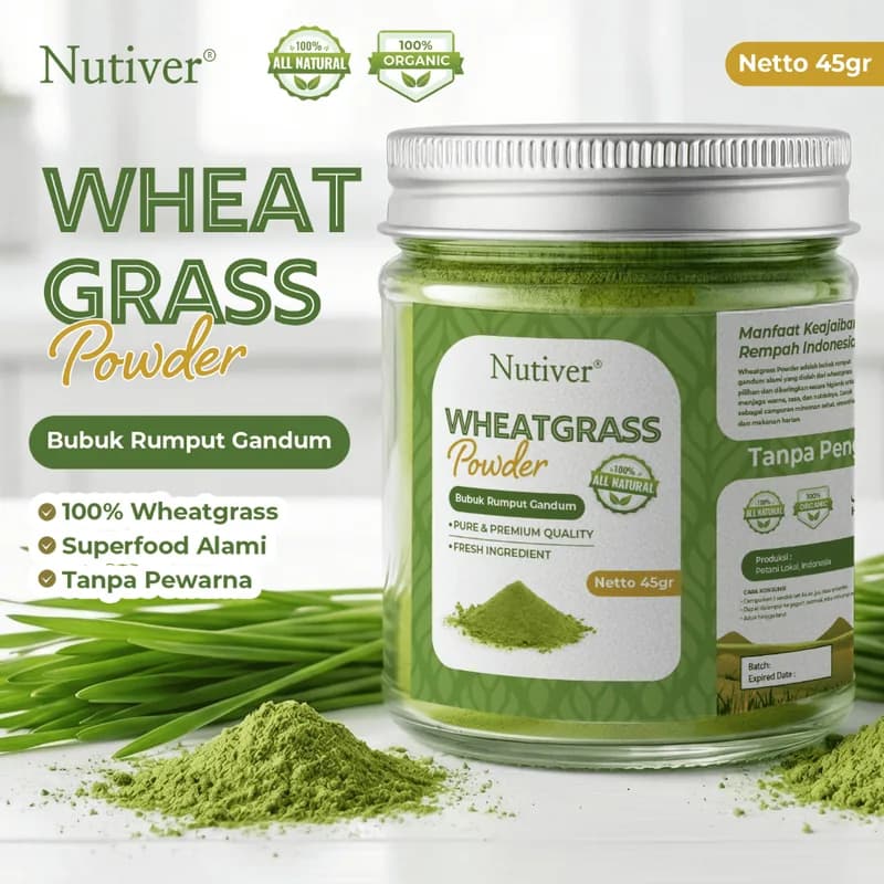 NUTIVER Wheatgrass Powder 45gr Bubuk Rumput Gandum Superfood Detox Imun Alami