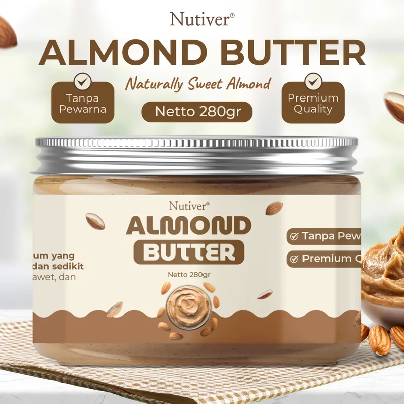 Nutiver Almond Butter 280gr | Selai Almond Premium Creamy Tanpa Pewarna & Pengawet Sehat Bergizi