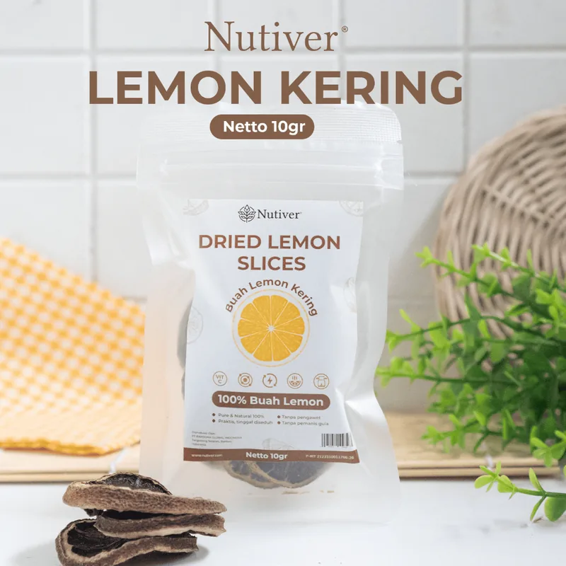 NUTIVER Lemon Kering Alami Dried Lemon Slices untuk Infused Water & Teh Minuman Sehat Diet Detox